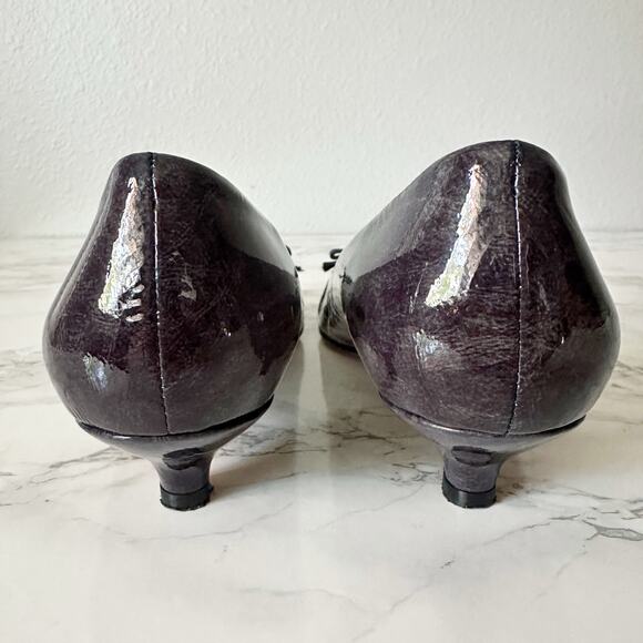 VANELI Narrow Marbled Navy Patent Leather Kitten Heels Women's Size 8.5 NARROW - Picture 6 of 12